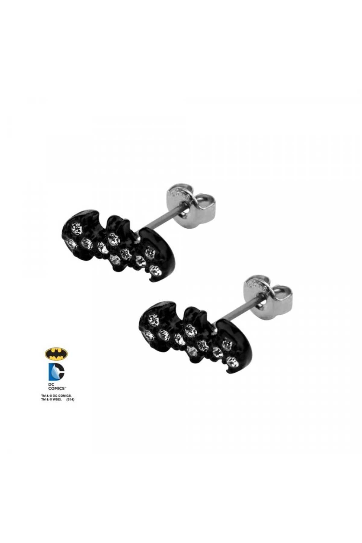 Body Vibe DC Comics Siyah Kaplama Batman Clear Gems Geçmeli Küpe