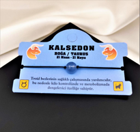 BOĞA BURCU KALSEDON DOĞALTAŞ MAKROME ÖRGÜLÜ BİLEKLİK-BURÇBİLEKLİK