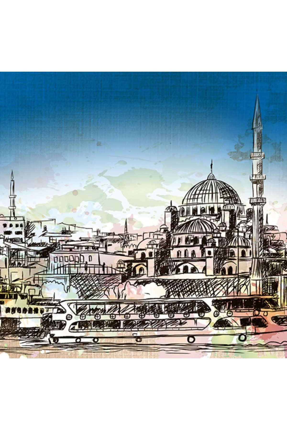 Boğazdan İstanbul Manzarası Kanvas Tablo 60 x 120