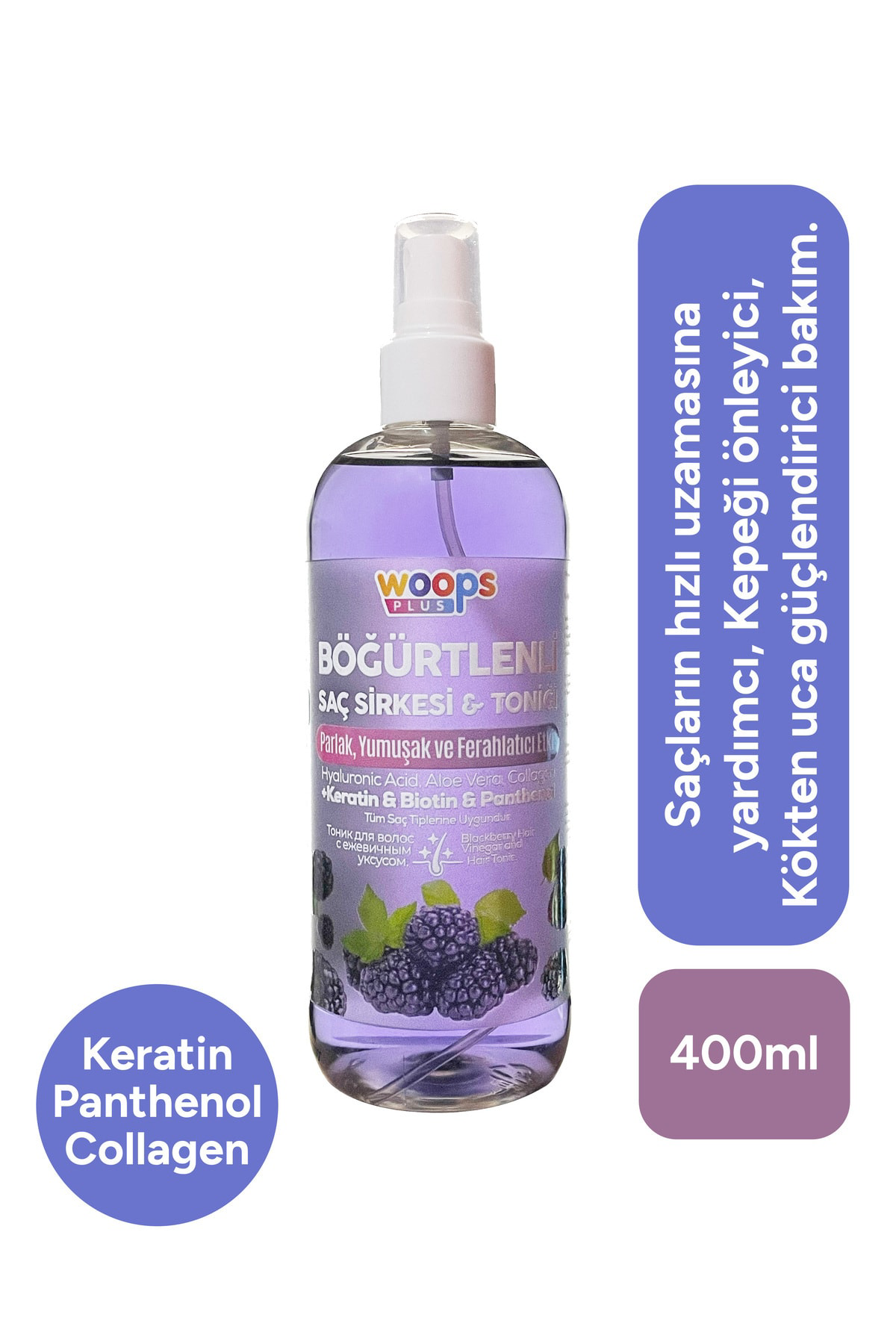 Böğürtlenli Saç Sirkesi Ve Saç Toniği Hyaluronic Acid, Collagen, 