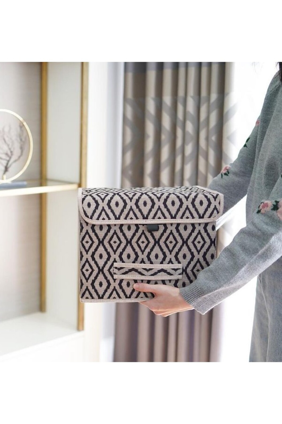 Pazar Kapısı Bohe Çok Amaçlı Kapaklı Kutu Mini Raf Düzenleyici