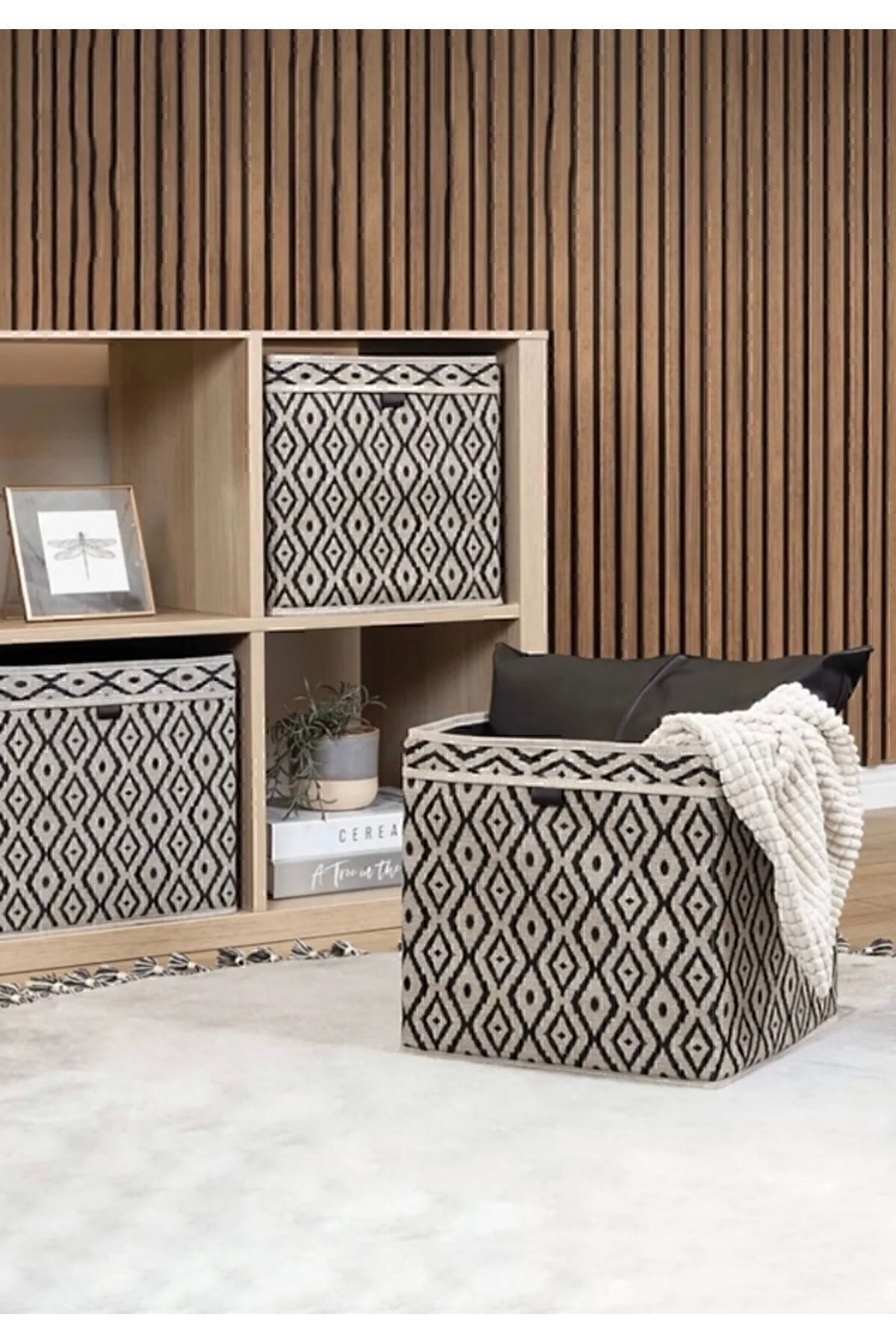 Seza Home Bohe Raf Düzenleyici & Kare Raf Uyumlu Kutu & Sepet 30 X 30 X 30