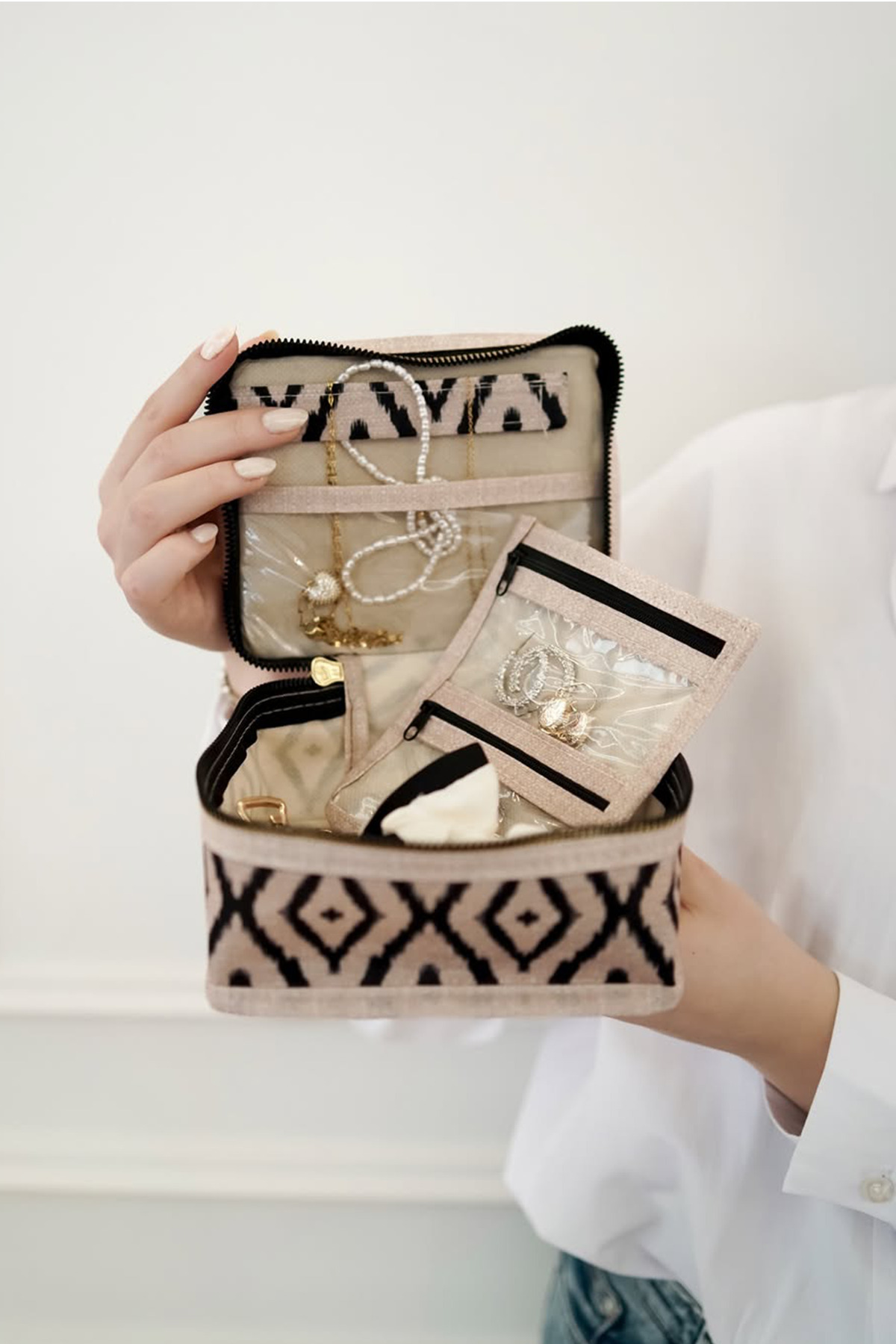 Pazar Kapısı Bohe Seyahat Takı Makyaj Çantası Düzenleyici Mini Çanta