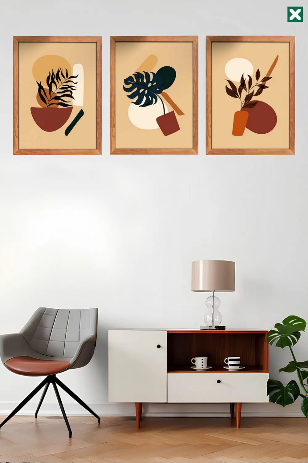 Bohem 3'lü Set Çerçeve Görünümlü Mdf Tablo