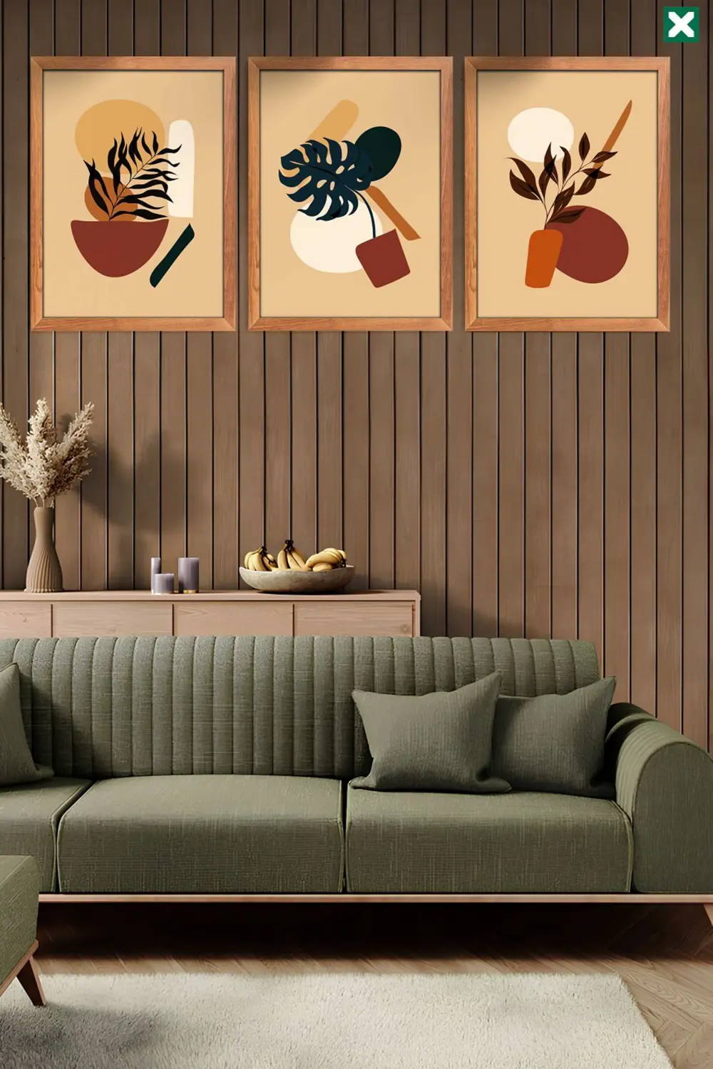 Bohem 3'lü Set Çerçeve Görünümlü Mdf Tablo