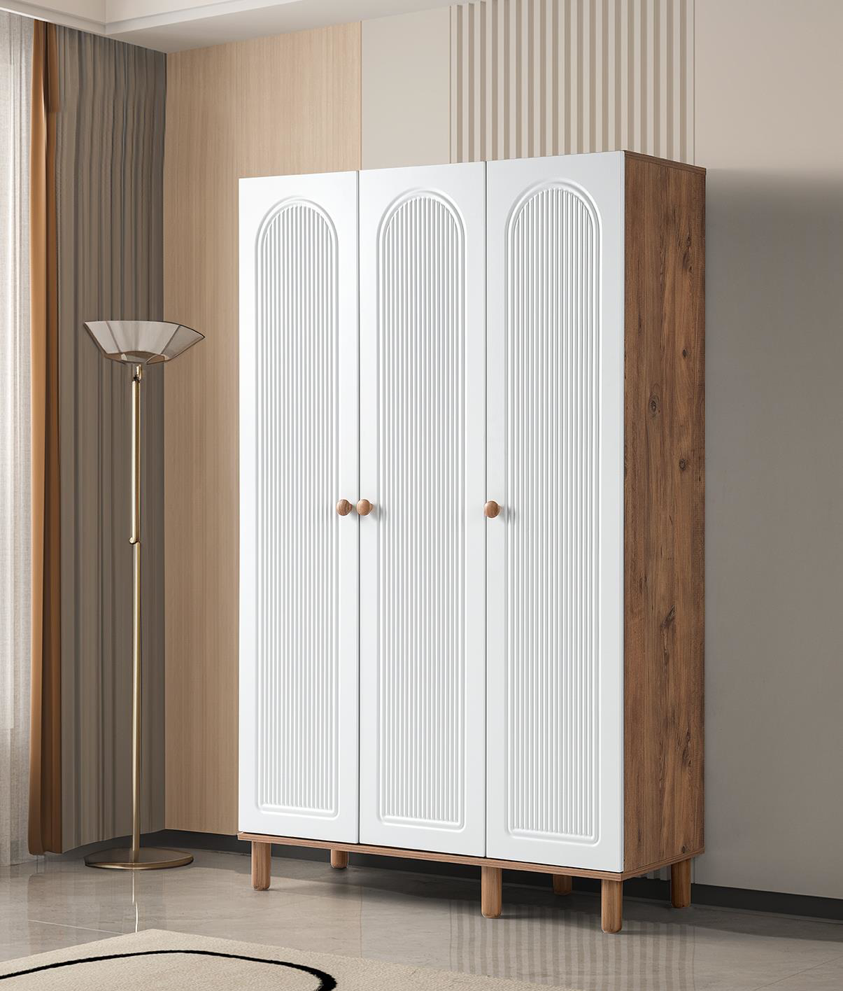Erezogullari Mobilya Bohem Çiğdem 3 Kapakli Çekmeceli Elbise Dolabi Gardrop 120Cm