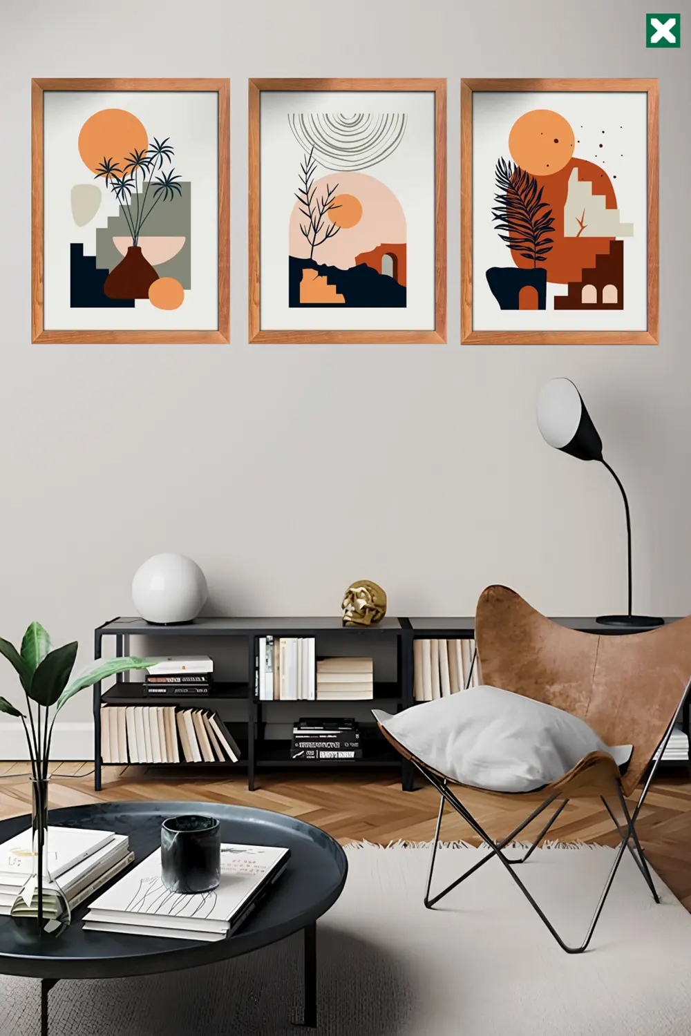 Bohem Dekorize 3'lü Set, Çerçeve Görünümlü Modern Mdf Tablo ,