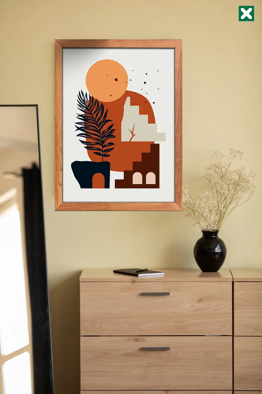 Bohem Dekorize 3'lü Set, Çerçeve Görünümlü Modern Mdf Tablo ,