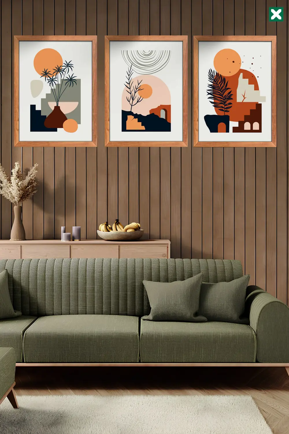 Bohem Dekorize 3'lü Set, Çerçeve Görünümlü Modern Mdf Tablo ,