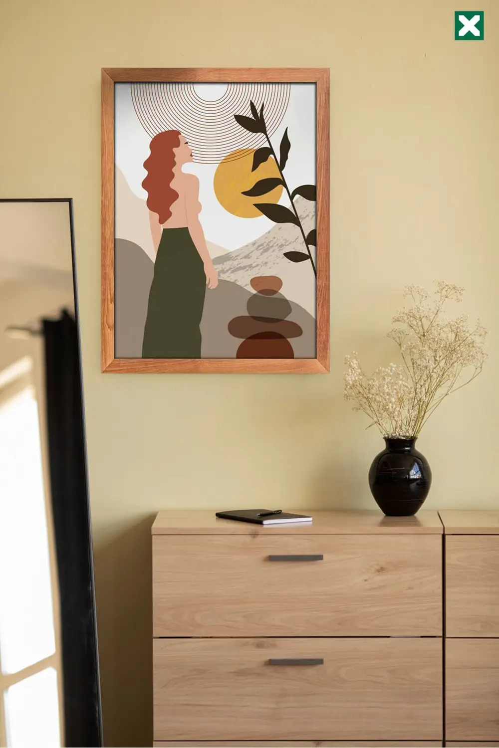 Bohem Duvar Dekoru 3'lü Set, Çerçeve Görünümlü Modern Mdf Tablo