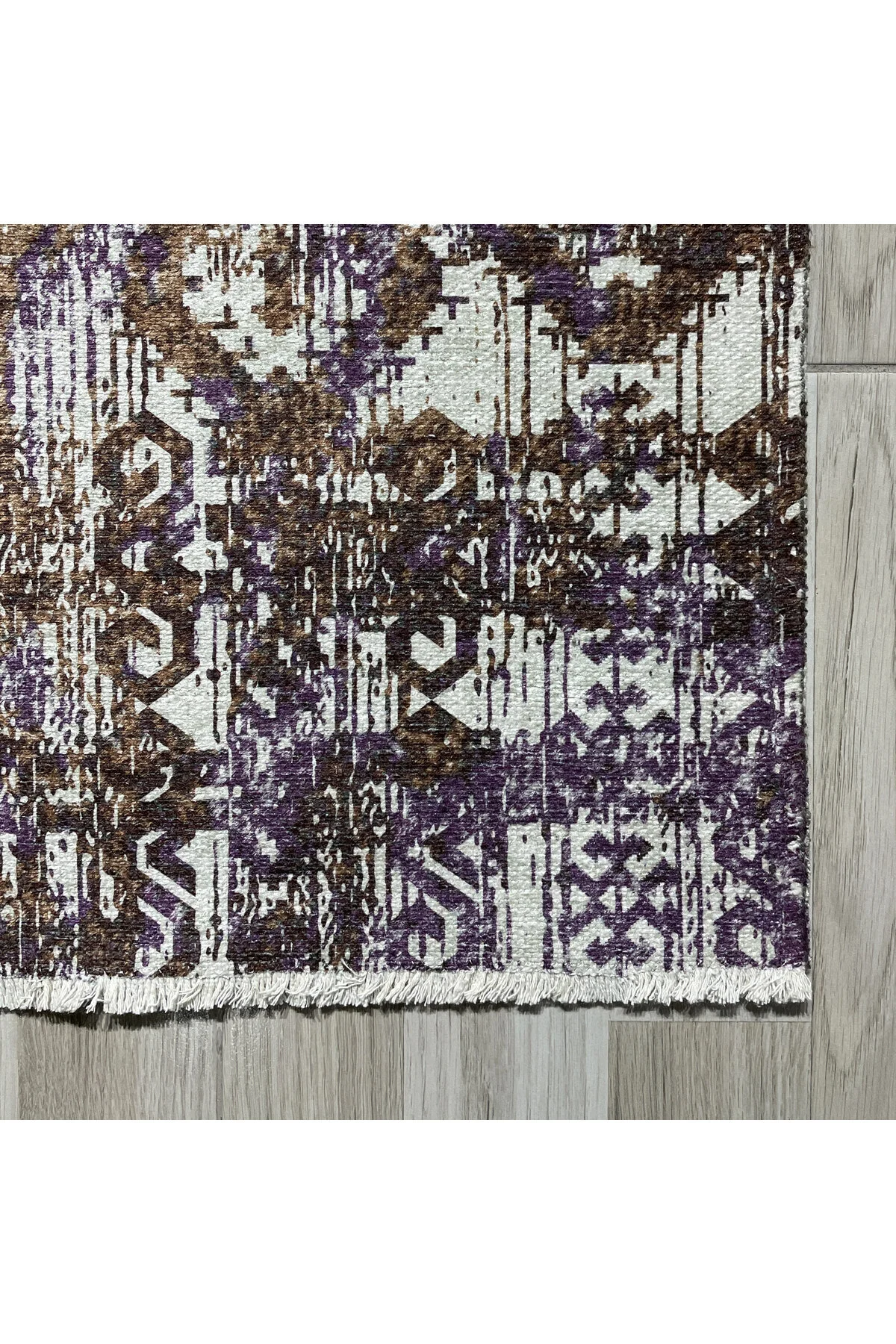 Bohem Etnik Desenli Mor Kahve Şönil Halı Kilim Yolluk Kaymaz Yıkanabilir Saçaklı Bohem Etnik Desenli Mor Kahve Şönil Halı Kilim Yolluk Kaymaz Yıkanabilir Saçaklı