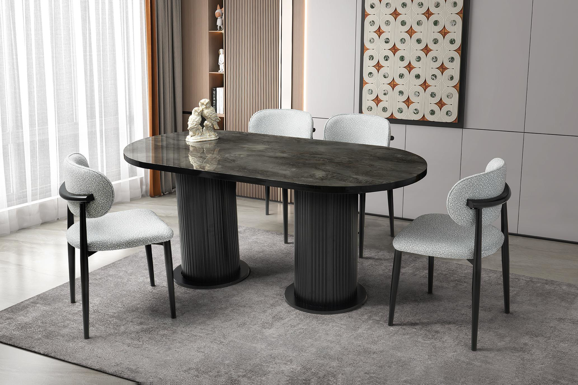 Erezogullari Mobilya Bohem Highgloss Yuvarlak Salon Yemek Masasi 90X170 