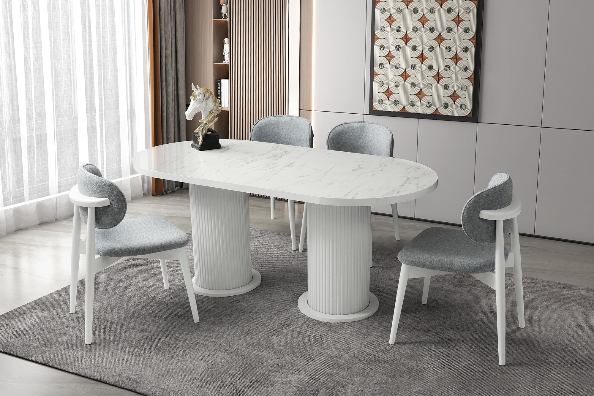 Erezogullari Mobilya Bohem Highgloss Yuvarlak Salon Yemek Masasi 90X170 
