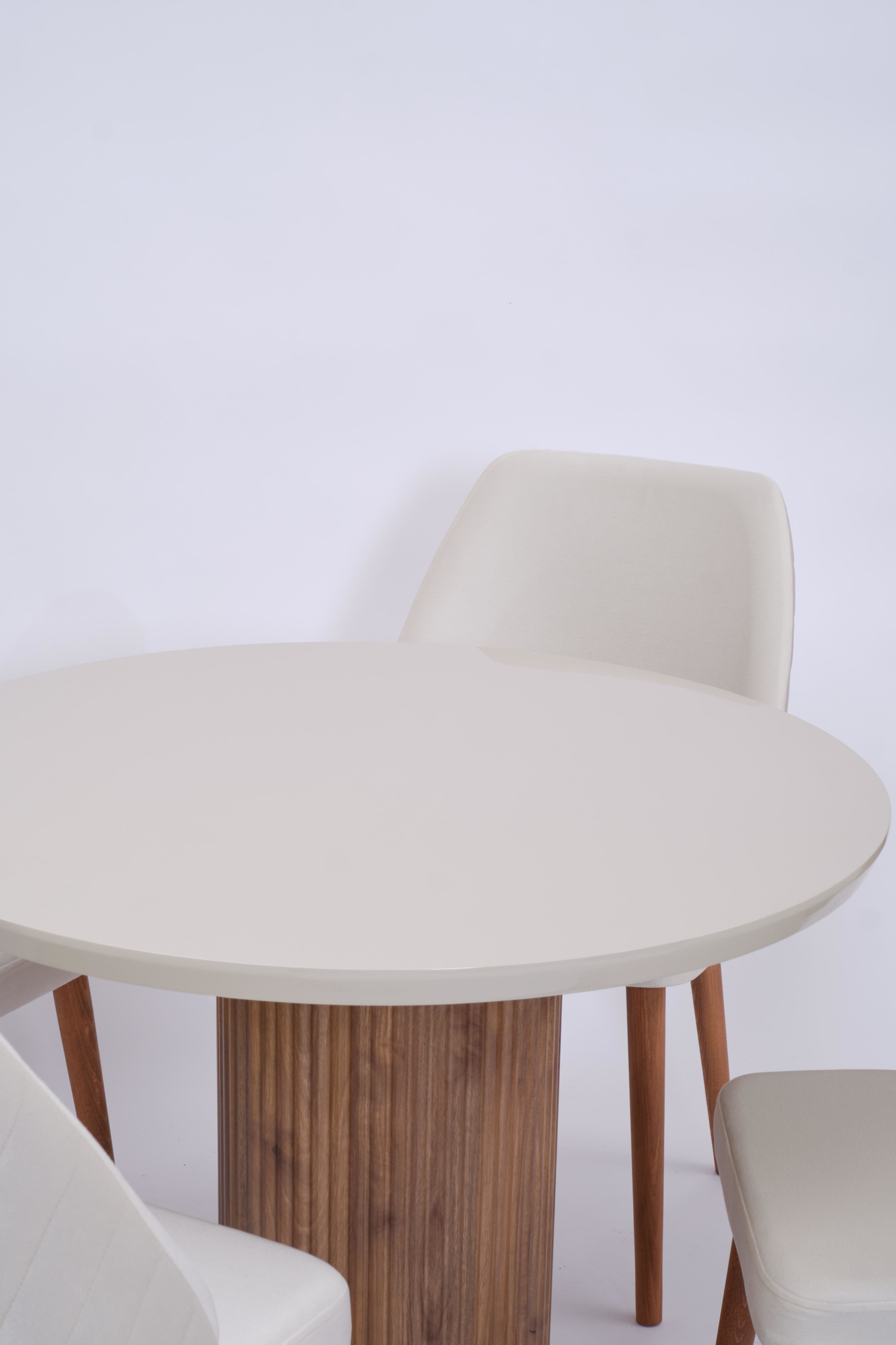 Erezogullari Mobilya Bohem İhlamur Yuvarlak Lak Panel Mutfak Masa Takimi 100Cm