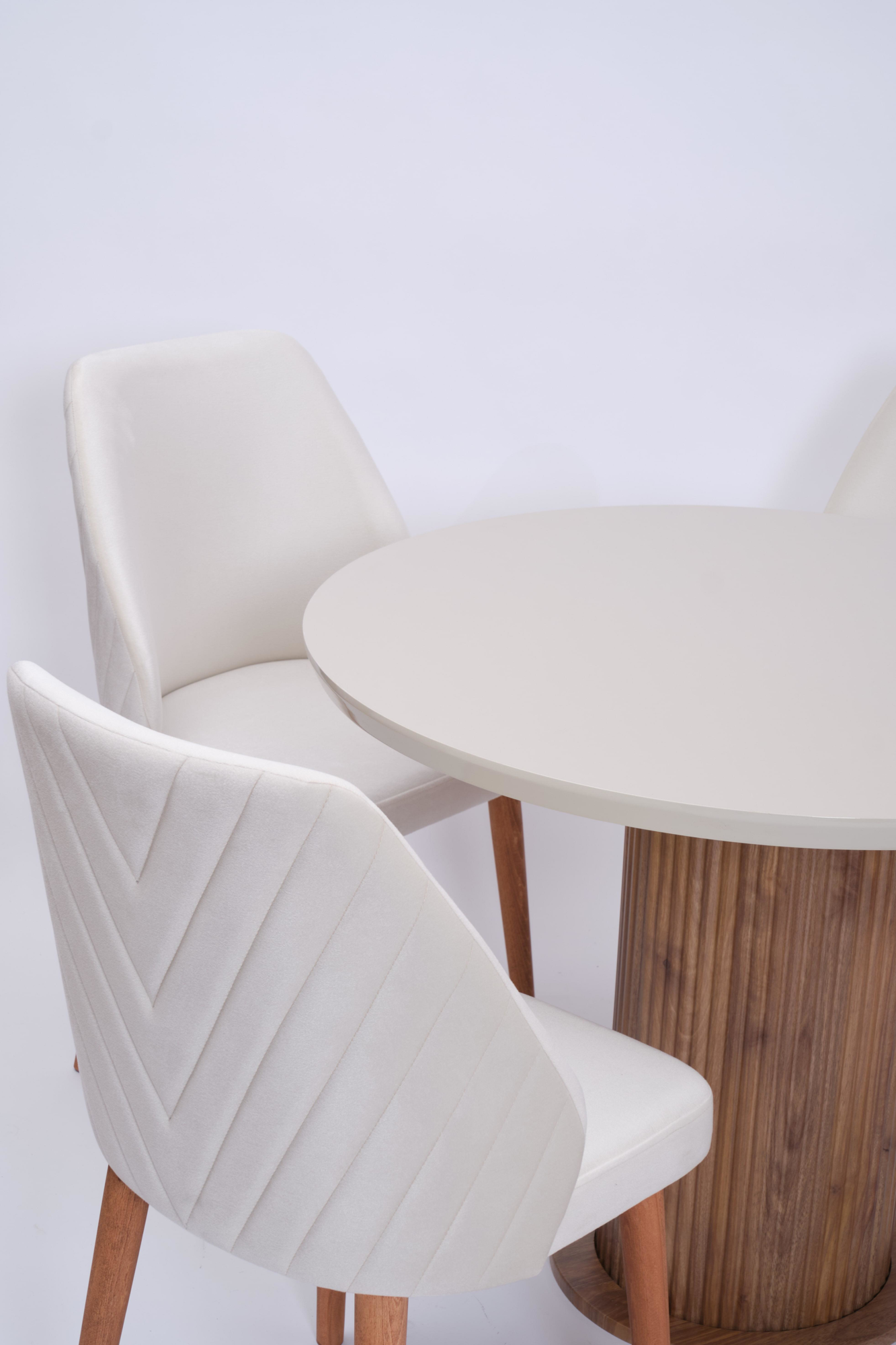 Erezogullari Mobilya Bohem İhlamur Yuvarlak Lak Panel Mutfak Masa Takimi 100Cm