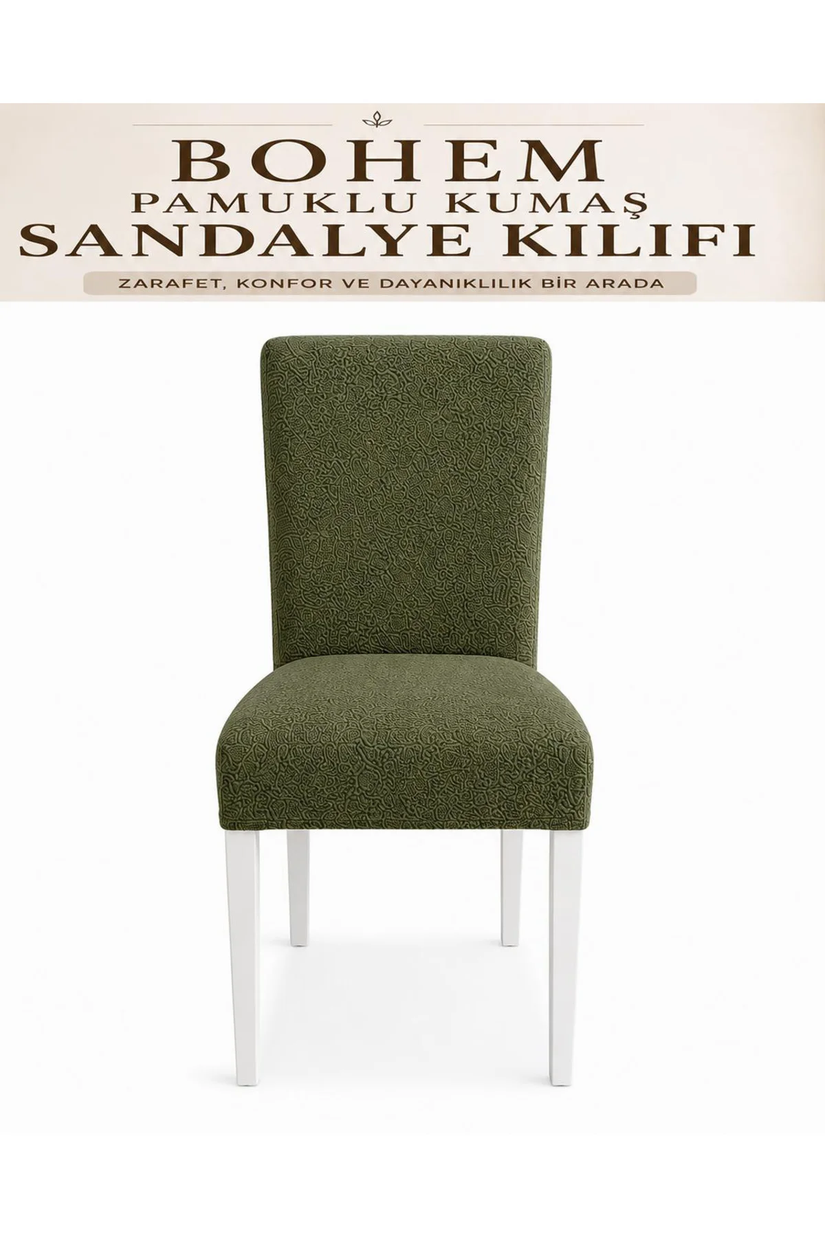 Bohem Pamuklu Esnek Standart Sandalye Kılıfı, Yıkanabilir, Dokulu