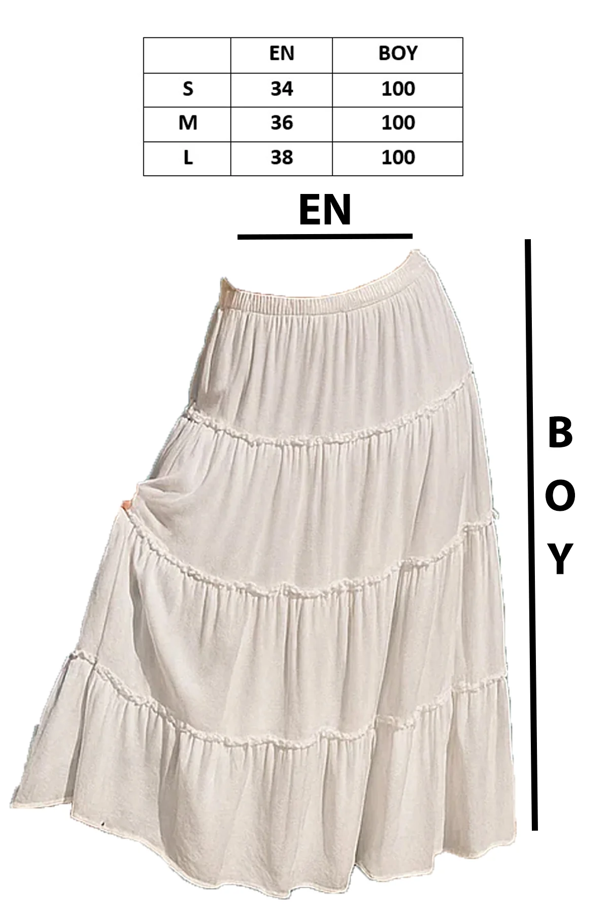 Bohem Stil Astarlı Katlı Volanlı Yazlık Yüksek Bel Maxi Uzun Etek