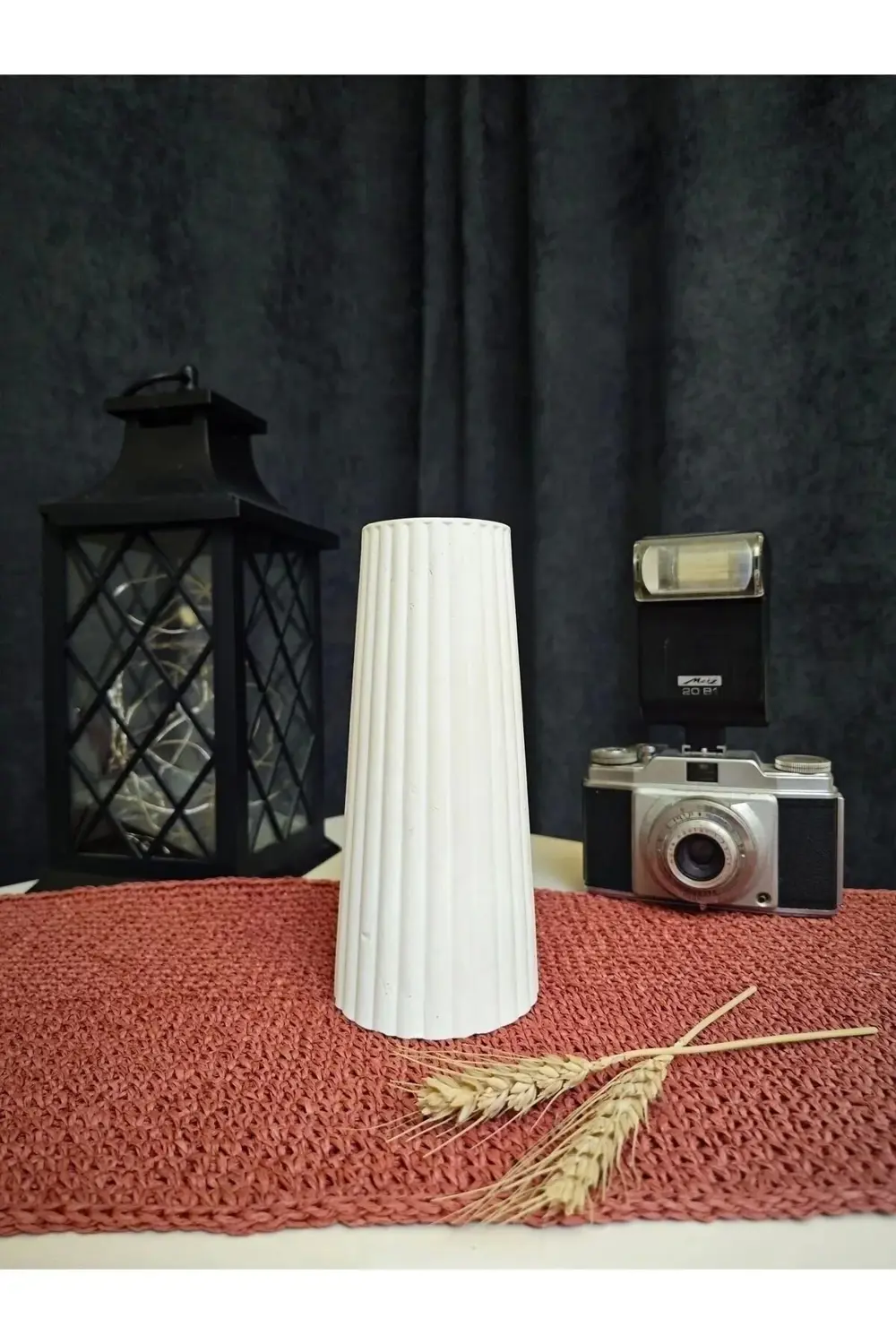 Bohem Tarz Büyük Boy Vazo Çizgili İskandinav Vazo