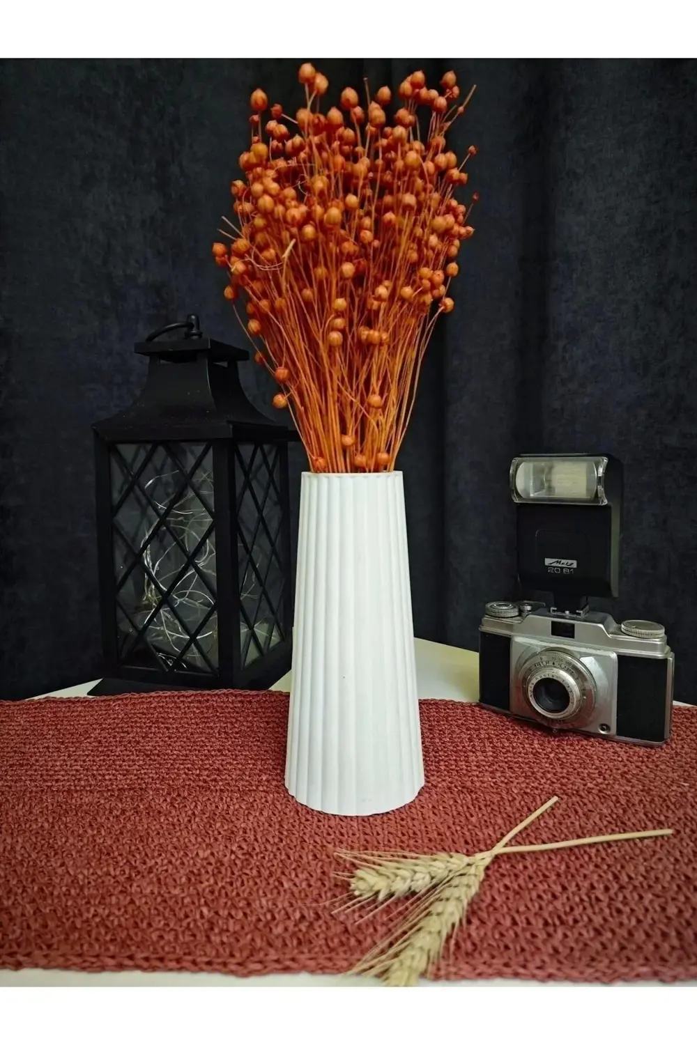 Bohem Tarz Büyük Boy Vazo Çizgili İskandinav Vazo