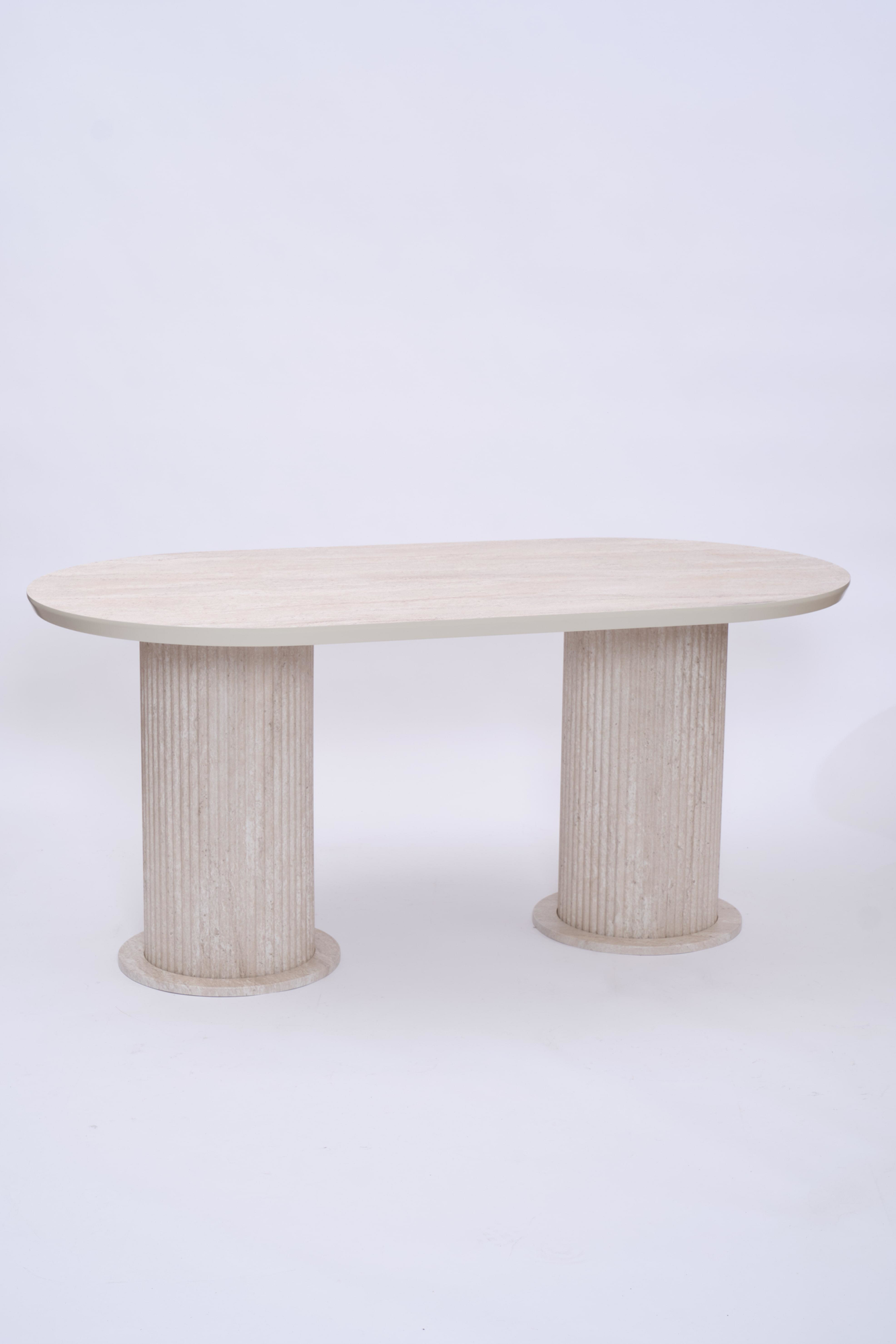 Erezogullari Mobilya Bohem Traverten Boyali Highgloss Mdf Yemek Masasi 90*170