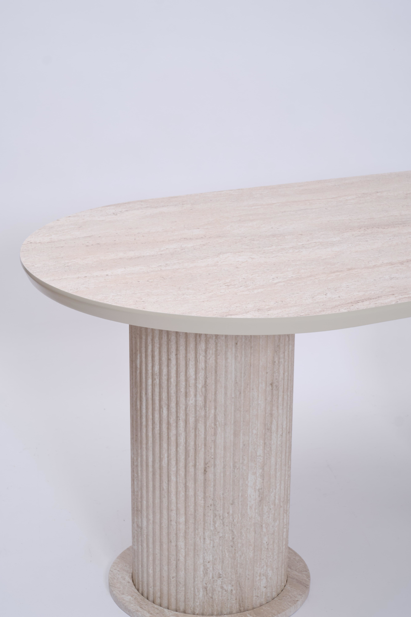 Erezogullari Mobilya Bohem Traverten Boyali Highgloss Mdf Yemek Masasi 90*170