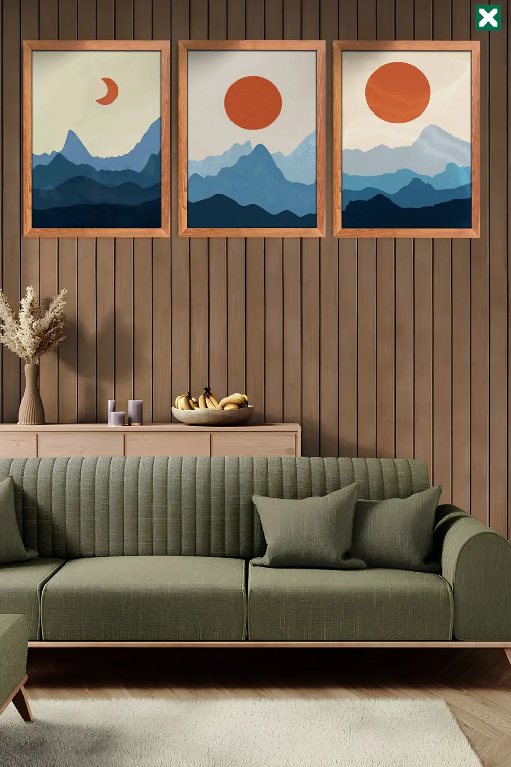 Boho Duvar Sanatı 3'lü Set Çerçeve Görünümlü Modern Mdf Tablo