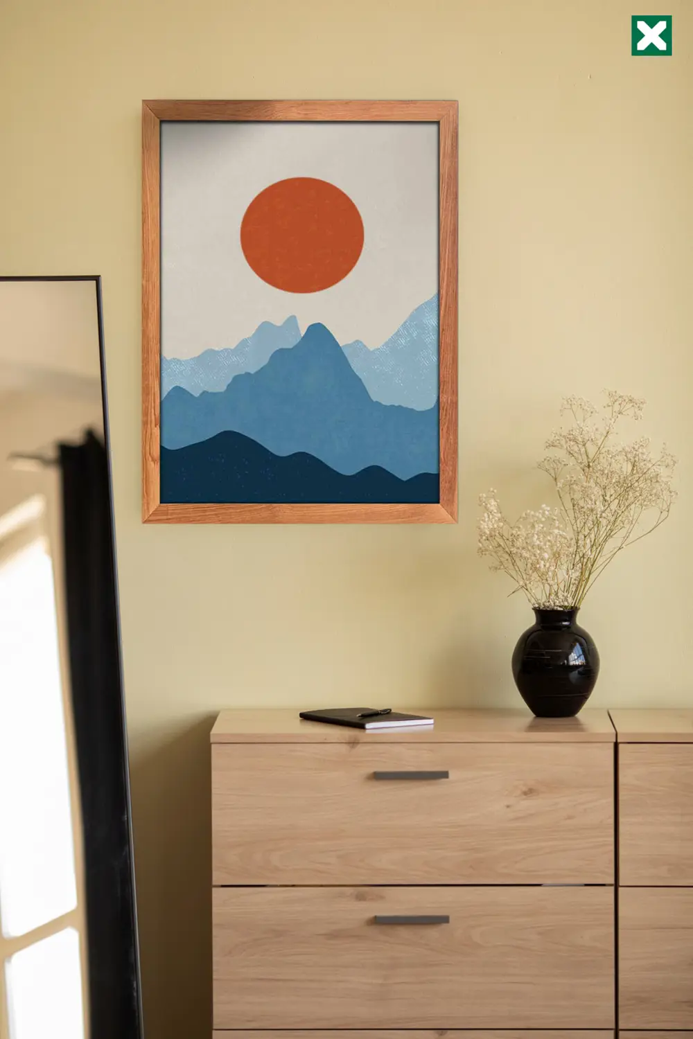 Boho Duvar Sanatı 3'lü Set Çerçeve Görünümlü Modern Mdf Tablo