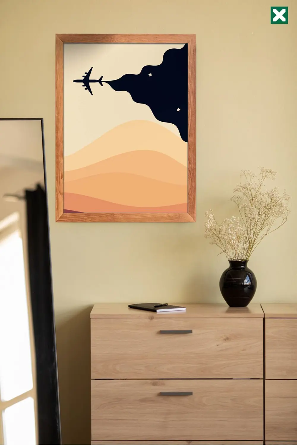 Boho Duvar Sanatı 3'lü Set, Çerçeve Görünümlü Modern Mdf Tablo