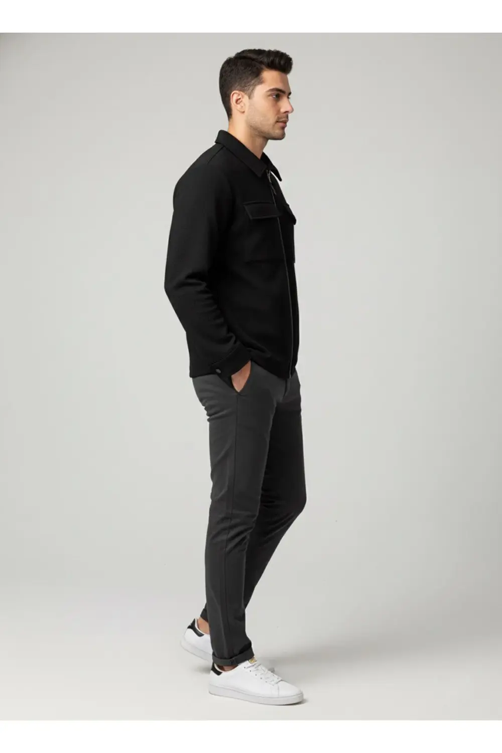 Bol Kalıp Fermuarlı Siyah Sweat Hırka Bol Kalıp Fermuarlı Siyah Sweat Hırka