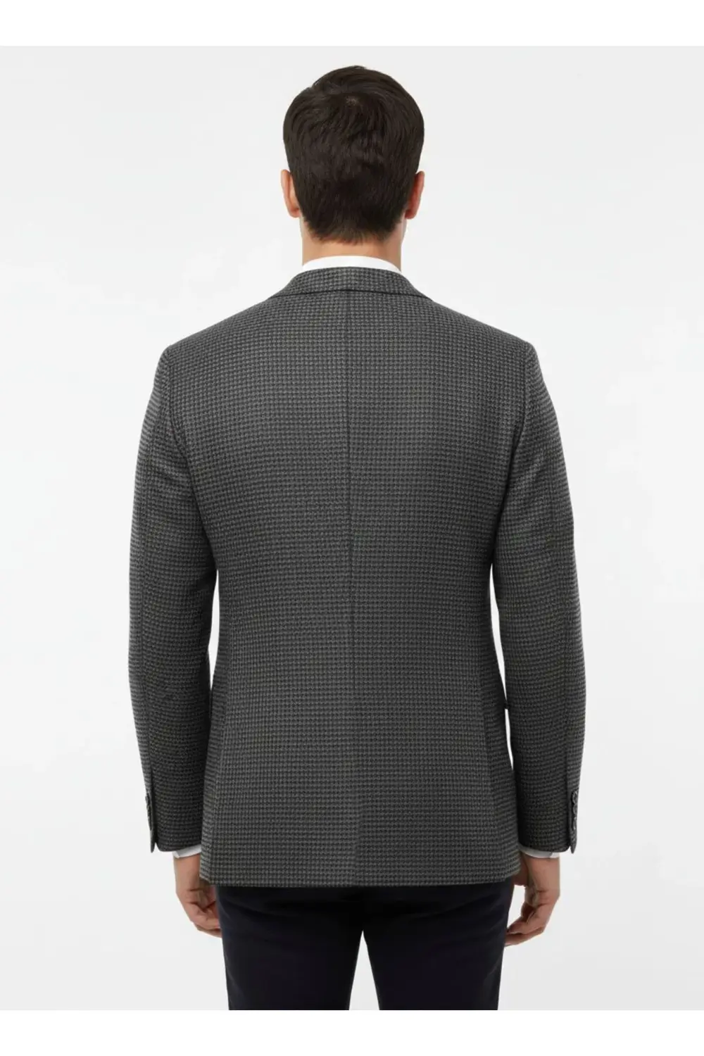 Bol Kesim Armürlü 6 Drop Desenli Siyah Tek Ceket