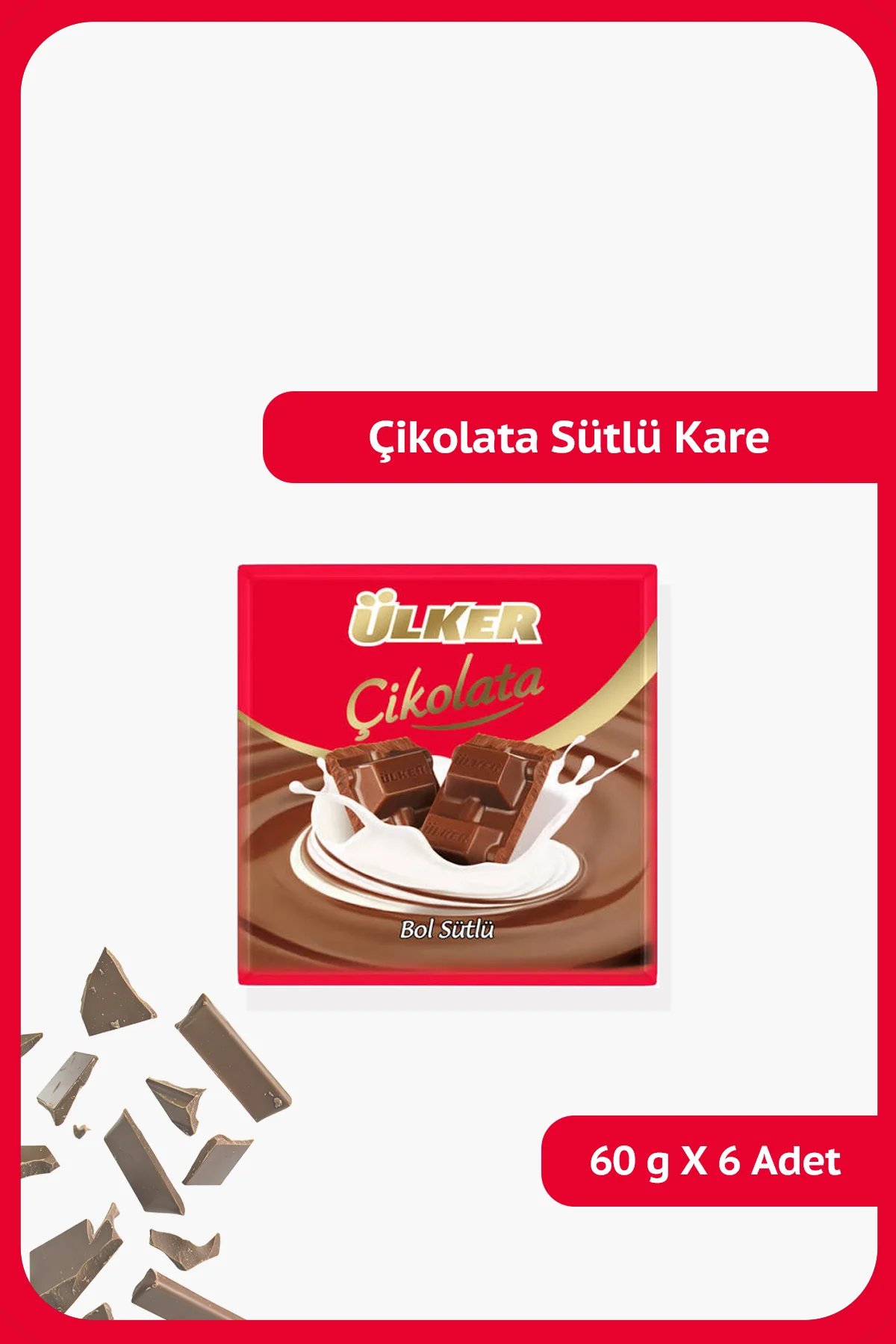 Bol Sütlü Kare Çikolata - 60 gram - 6 Adet