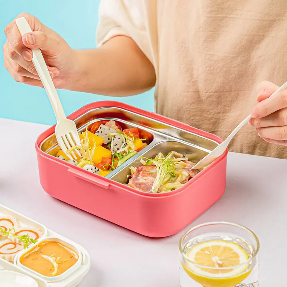 Bölmeli Paslanmaz Çelik Saklama Kabı Çatal Kaşıklı Sızdırmayan Be