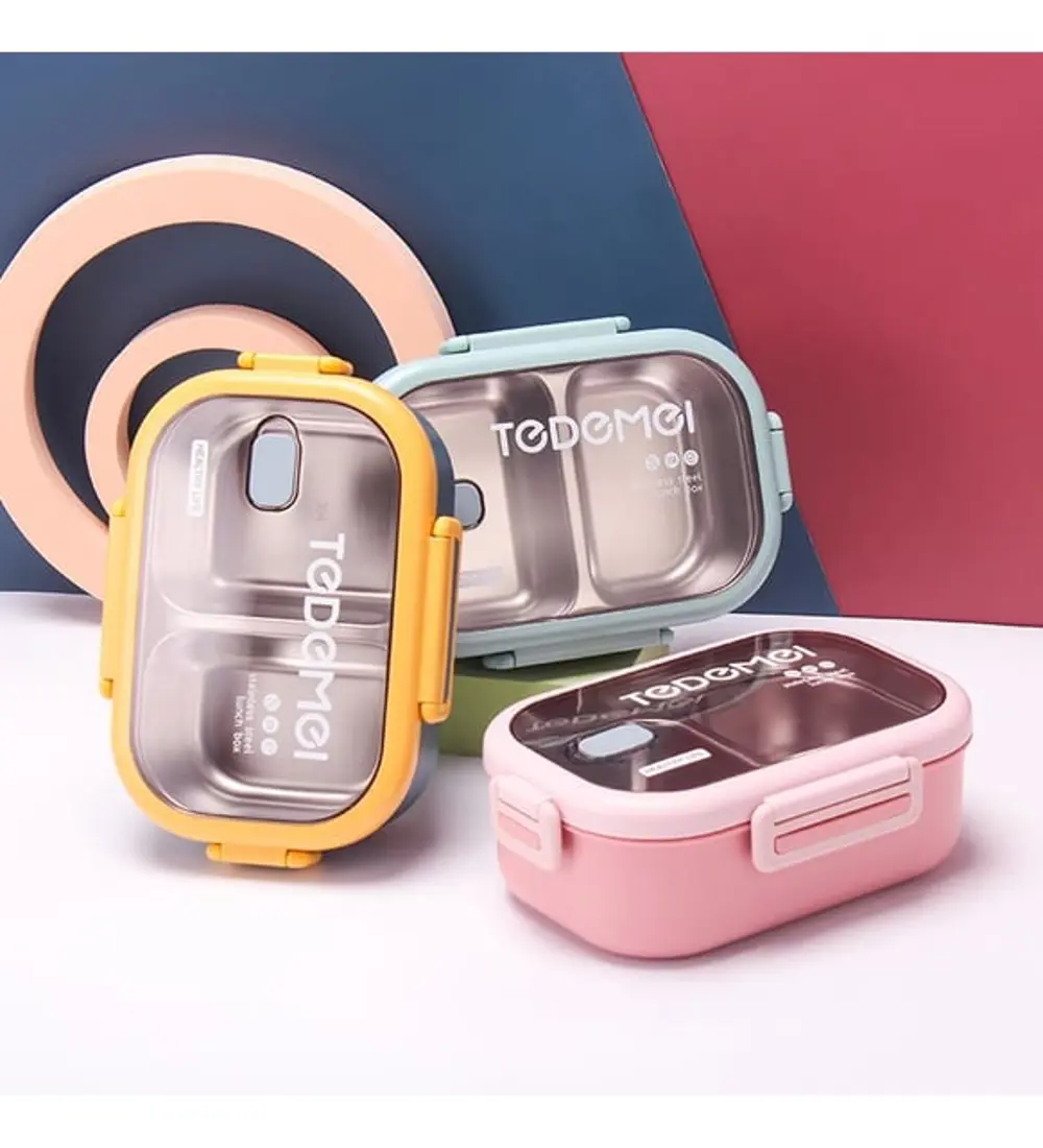 Bölmeli Paslanmaz Çelik Saklama Kabı Sızdırmayan Beslenme Kabı 0,