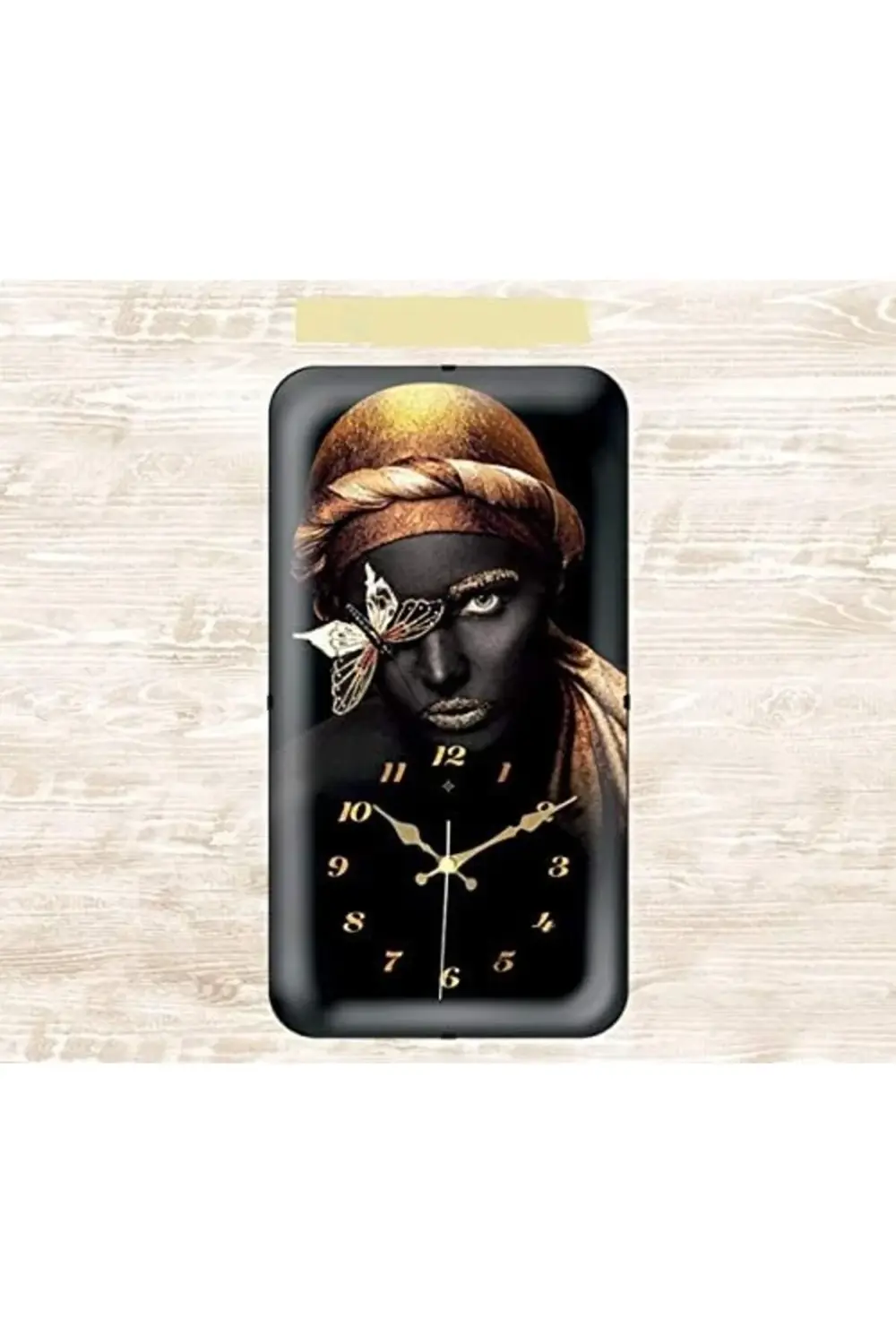Bombeli Camlı Afrikalı Kadın Saat, Çok Renkli, 26x47cm 978262