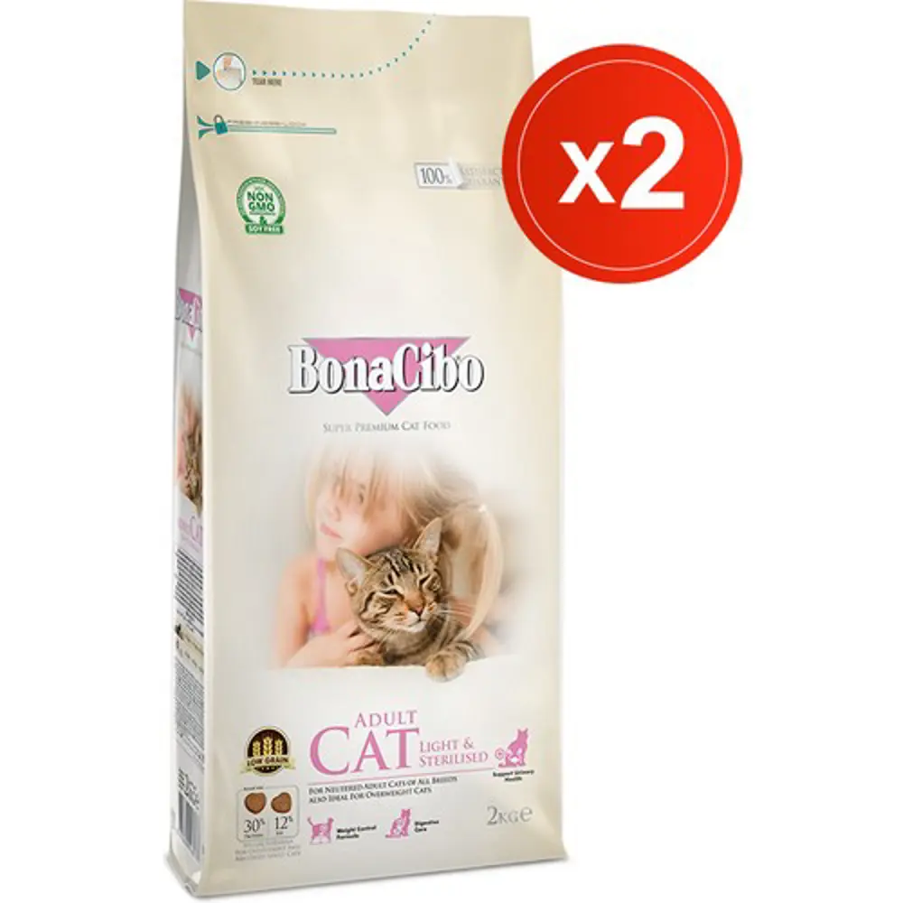 Bonacibo Adult Cat Light-Sterilised 2 kg x 2 Li - Kısırlaştırılmı