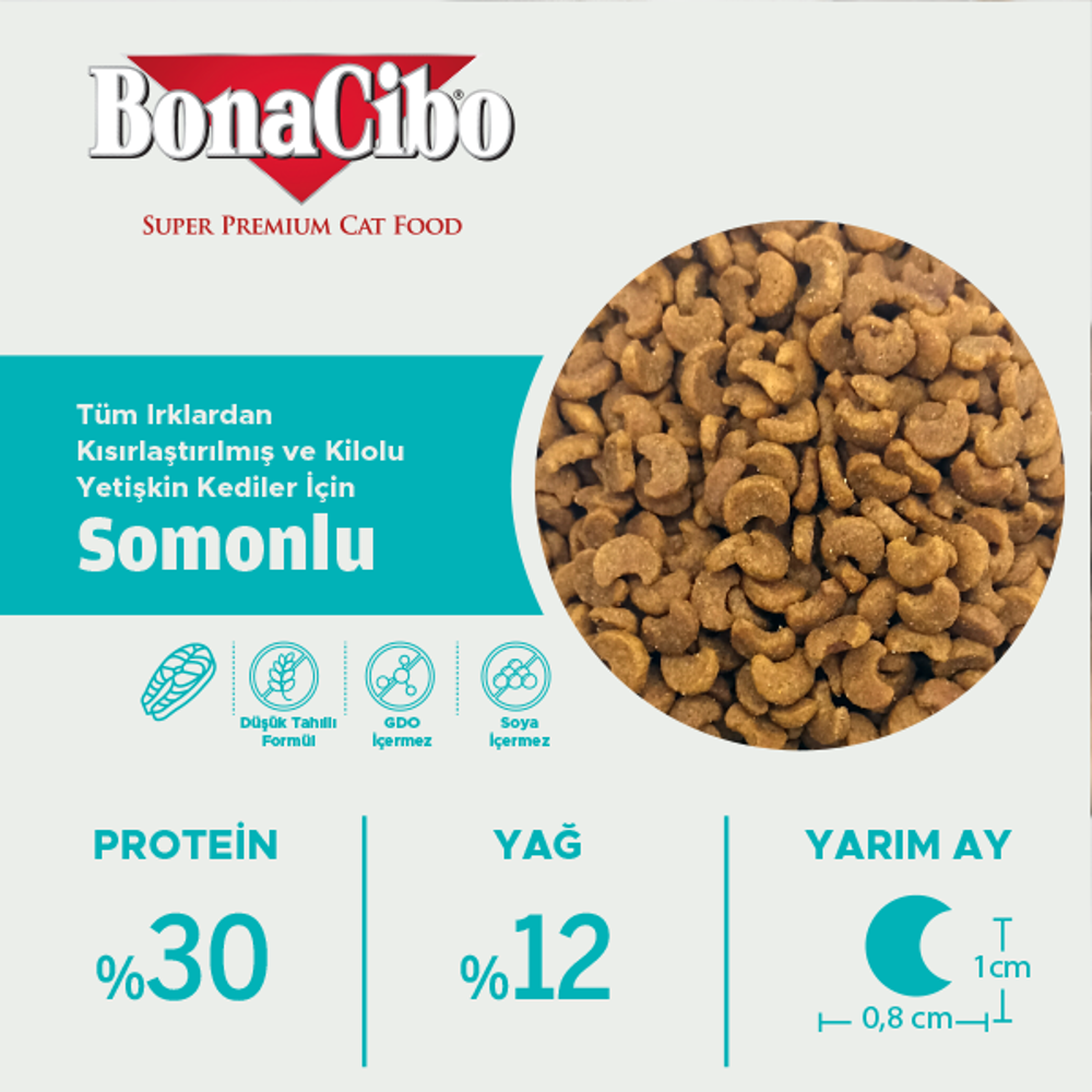 BonaCibo Adult Cat Light Sterilised Somonlu Kısır Kedi Maması 2 k