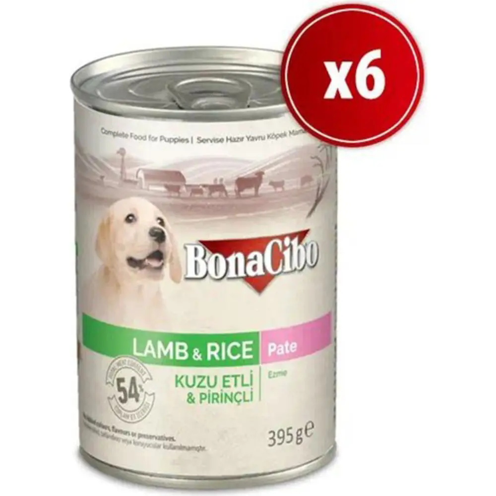 BonaCibo Ezme Kuzu Etli Pirinçli Yaş Yavru Köpek Maması 400 gr x 