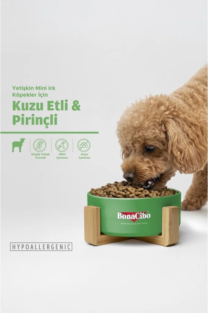 BonaCibo Mini Irk Adult Dog Lamb Rice Kuzu Etli Köpek Maması 4 Kg
