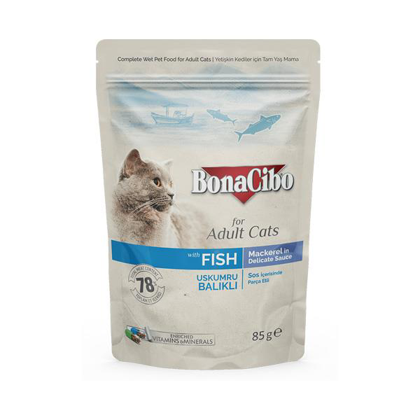 BonaCibo Pouch Balıklı Kedi Konservesi 85 gr