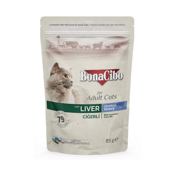 BonaCibo Pouch Ciğerli Kedi Konservesi 85 gr