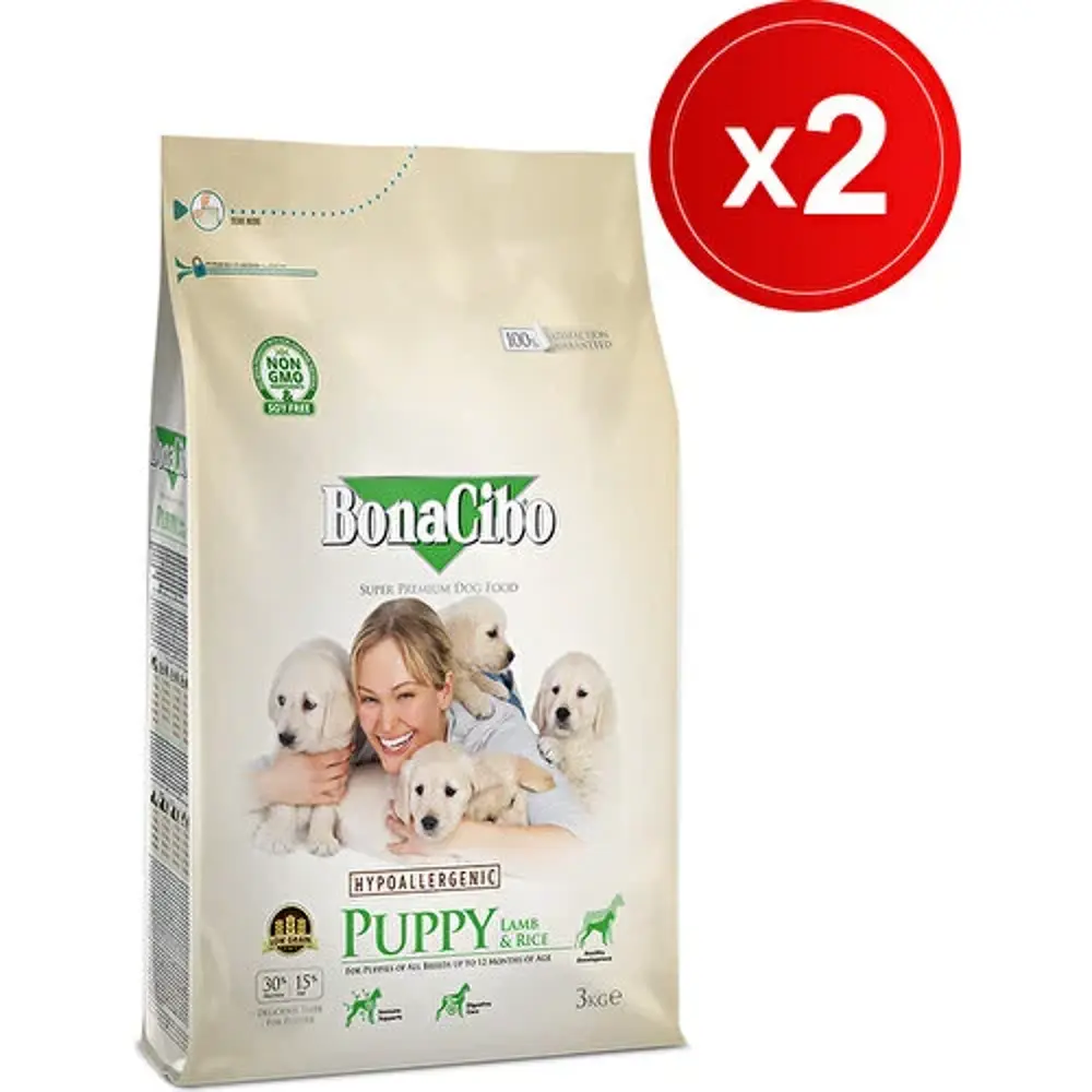 Bonacibo Puppy Lamb & Rice 3 kg x 2 Adet Kuzu Etli ve Pirinçli Ya