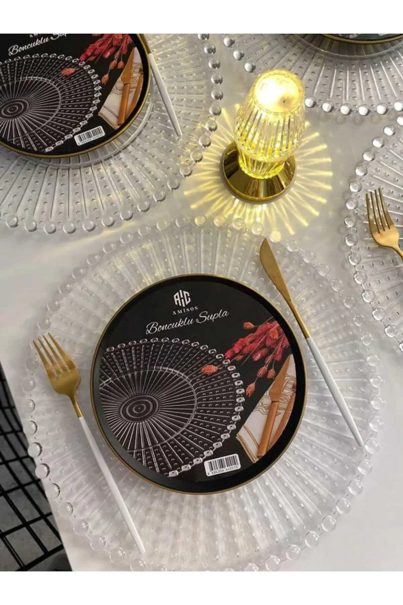 Boncuklu Sunum Tepsisi Şeffaf 20 Cm — Gıda ile Uyumlu Sunumluk Fiyatı, Yorumları ve Özellikleri