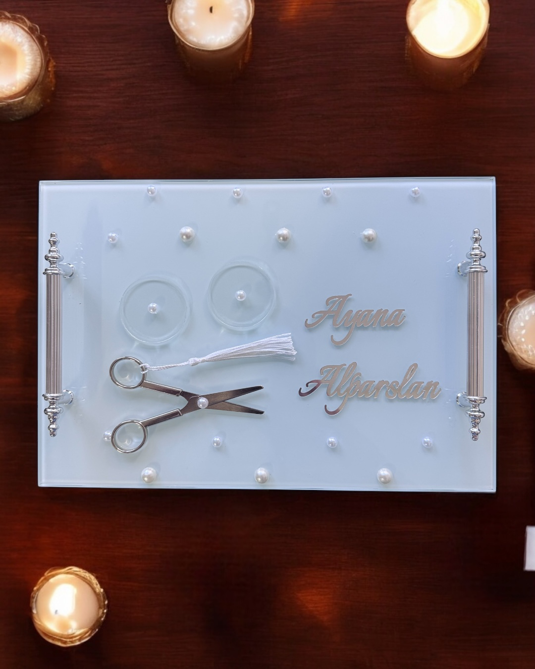 Cyzhome Bonding Gümüş Beyaz Nişan Tepsisi