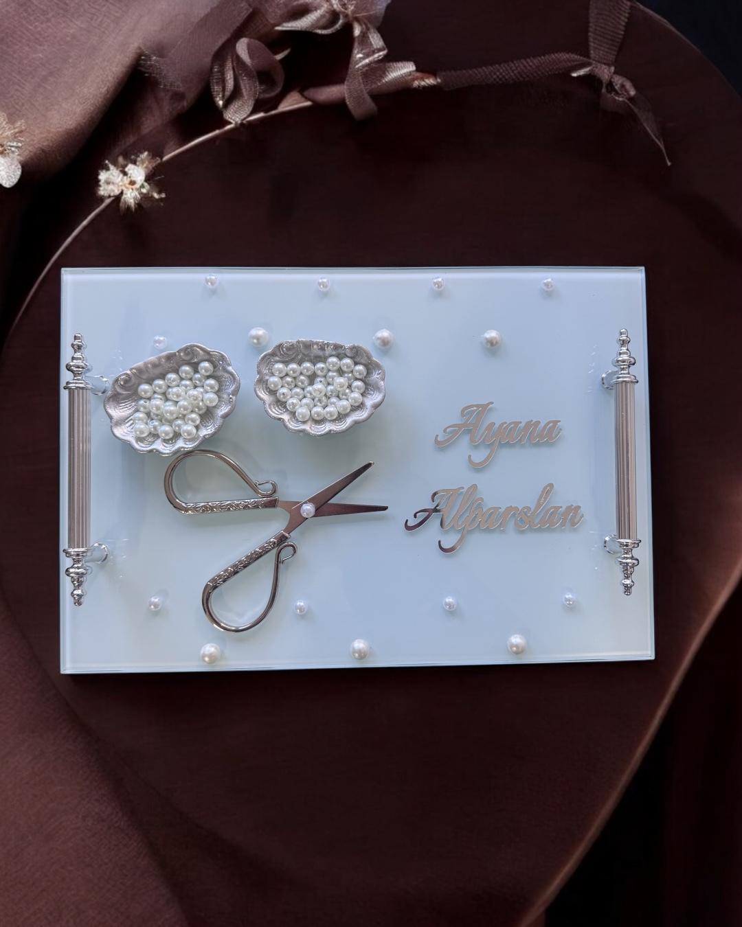 Bonding Gümüş Beyaz Nişan Tepsisi