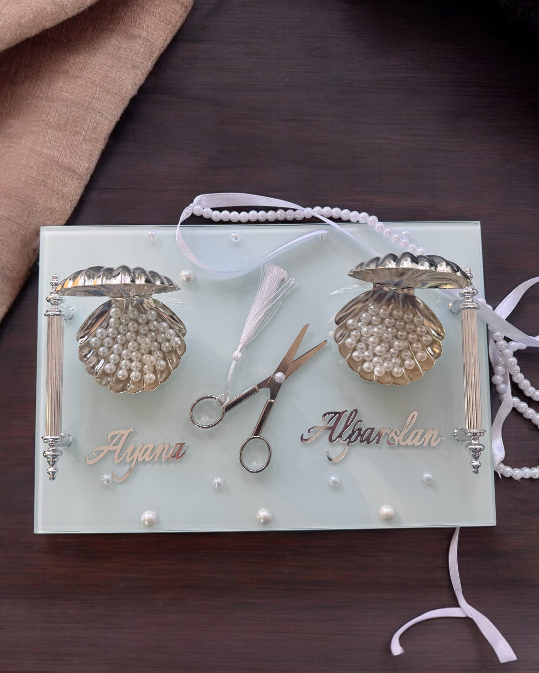 Cyzhome Bonding Gümüş Beyaz Nişan Tepsisi