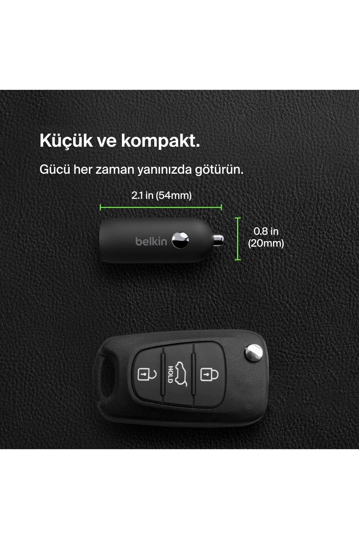 BoostCharge 30W Hızlı Araç Şarj Cihazı, USB-C Güç Dağıtım Portlu Kompakt Tasarı