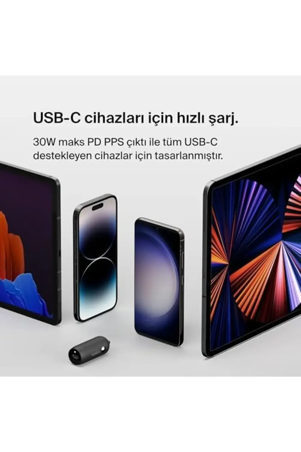 BOOST↑CHARGE™ 30W Hızlı Araç Şarj Cihazı, USB-C Güç Dağıtım Portl