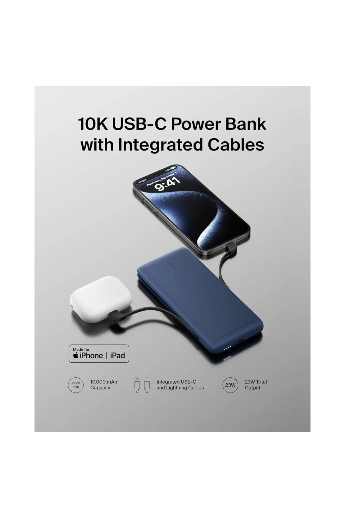 BoostCharge Plus 10000 mAh Kapasiteli Taşınabilir Powerbank, MFI BoostCharge Plus 10000 mAh Kapasiteli Taşınabilir Powerbank, MFI