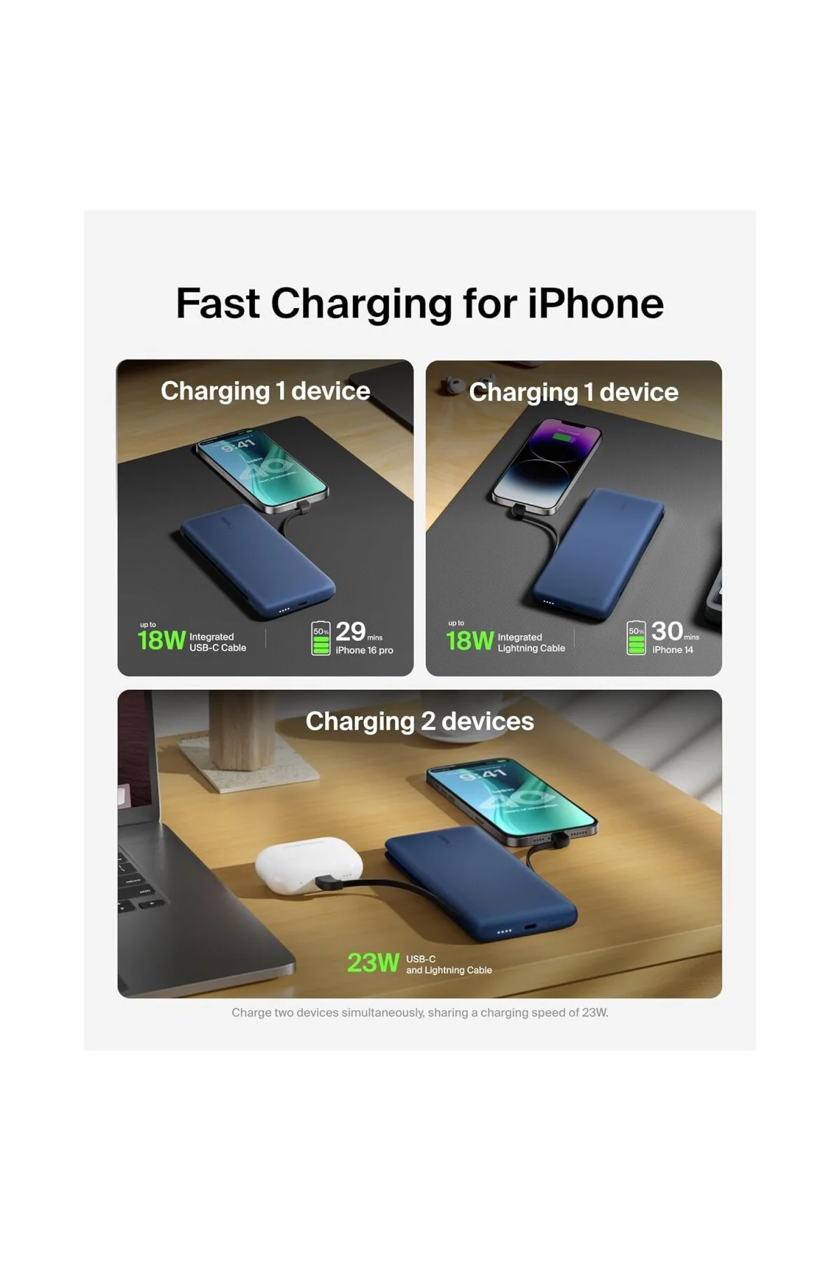 BoostCharge Plus 10000 mAh Kapasiteli Taşınabilir Powerbank, MFI BoostCharge Plus 10000 mAh Kapasiteli Taşınabilir Powerbank, MFI