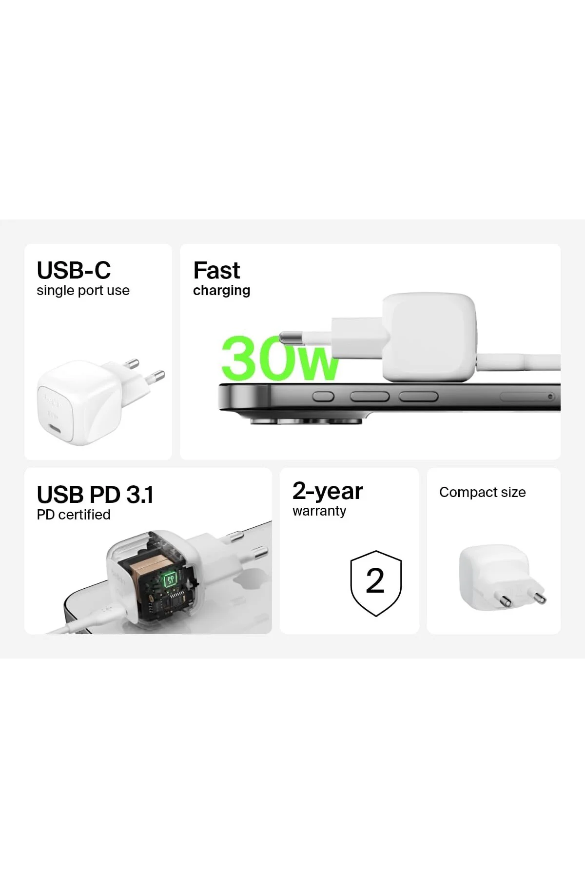 BoostCharge Power Adaptör USB-C Compact 30 Watt WCA008KQWH